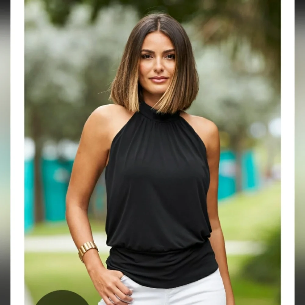 Boston Proper Mock Neck Halter Top - Picture 14 of 14